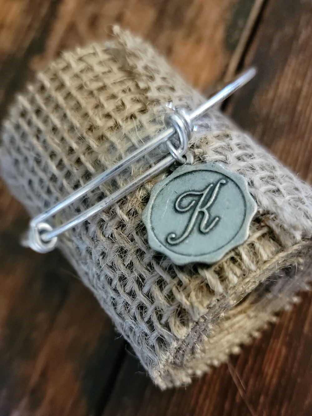 Bella Ryann Monogram 'K' Silver Charm Bangle Bracelet - Personalized Accent